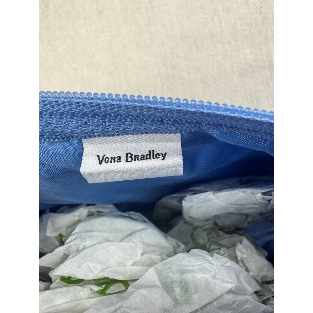Vera Bradley Large Cosmetic Bag Periwinkle Blue Quilted Travel Makeup Case NWT